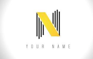N Black Lines Letter Logo. Creative Line Letters Vector Template.