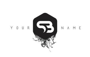 SB Letter Logo Design with Black Ink Spill vector