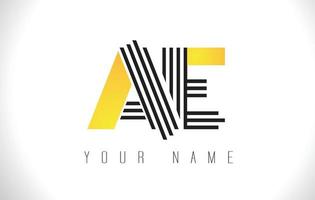 AE Black Lines Letter Logo. Creative Line Letters Vector Template.