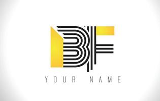 BF Black Lines Letter Logo. Creative Line Letters Vector Template.