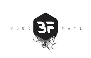 BF Letter Logo Design with Black Ink Spill vector