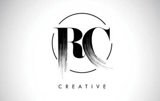 RC Brush Stroke Letter Logo Design. Black Paint Logo Leters Icon. vector