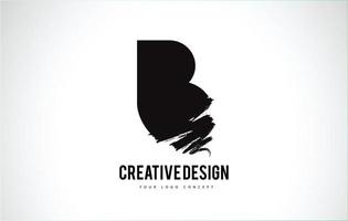 B Letter Logo Design Brush Paint Stroke. Artistic Black Paintbrush Stroke. vector