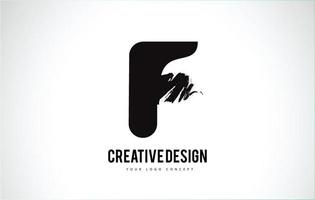 F Letter Logo Design Brush Paint Stroke. Artistic Black Paintbrush Stroke. vector