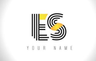 ES Black Lines Letter Logo. Creative Line Letters Vector Template.