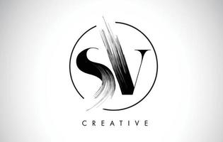 SV Brush Stroke Letter Logo Design. Black Paint Logo Leters Icon. vector