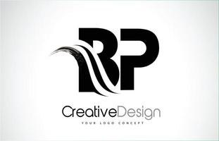 BP B P Creative Brush Black Letters Design With Swoosh vector