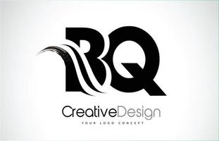 BQ B Q Creative Brush Black Letters Design With Swoosh vector