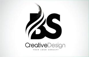 BS B S Creative Brush Black Letters Design With Swoosh vector