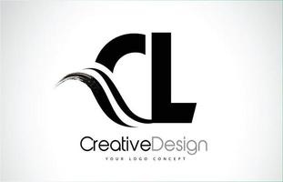 CL C L Creative Brush Black Letters Design With Swoosh vector