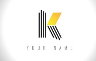 K Black Lines Letter Logo. Creative Line Letters Vector Template.