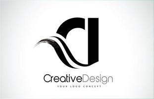 CI C I Creative Brush Black Letters Design With Swoosh vector