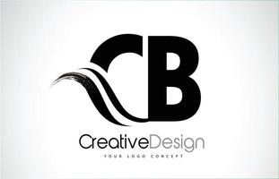 CB C B Creative Brush Black Letters Design With Swoosh vector