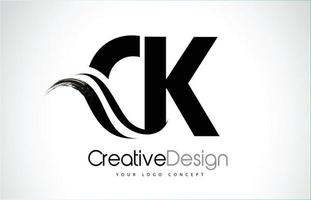 CK C K Creative Brush Black Letters Design With Swoosh vector