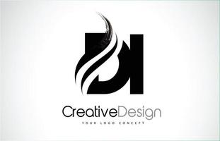 DI D I Creative Brush Black Letters Design With Swoosh vector