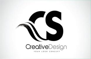 CS C S Creative Brush Black Letters Design With Swoosh vector