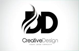 DD D D Creative Brush Black Letters Design With Swoosh vector