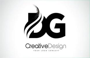 DG D G Creative Brush Black Letters Design With Swoosh vector