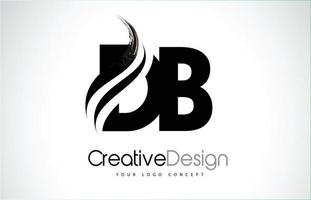 DB D B Creative Brush Black Letters Design With Swoosh vector