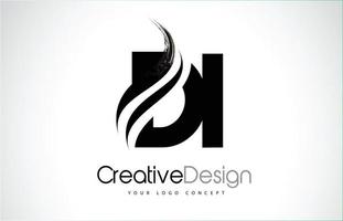 DI D I Creative Brush Black Letters Design With Swoosh vector