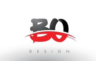 BO B O Brush Logo Letters with Red and Black Swoosh Brush Front vector