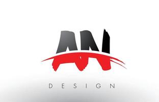 AN A N Brush Logo Letters with Red and Black Swoosh Brush Front vector