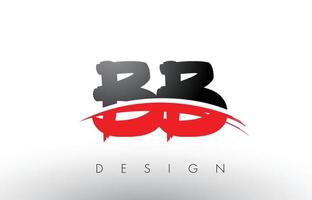 BB B B Brush Logo Letters with Red and Black Swoosh Brush Front vector