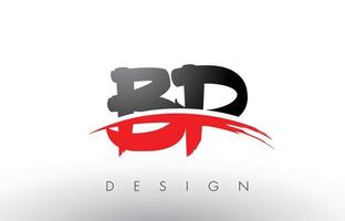 BP B P Brush Logo Letters with Red and Black Swoosh Brush Front vector