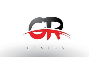 letras del logotipo de cr cr brush con frente de cepillo swoosh rojo y negro vector