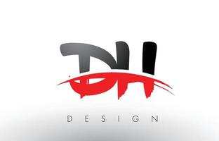 DH D H Brush Logo Letters with Red and Black Swoosh Brush Front vector