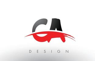 CA C A Brush Logo Letters with Red and Black Swoosh Brush Front vector