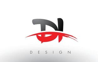 DI D I Brush Logo Letters with Red and Black Swoosh Brush Front vector