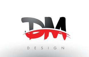 DM D M Brush Logo Letters with Red and Black Swoosh Brush Front vector