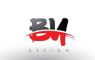BY B Y Brush Logo Letters with Red and Black Swoosh Brush Front vector