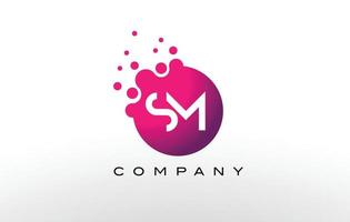 SM Letter Dots Logo Design with Creative Trendy Bubbles. vector