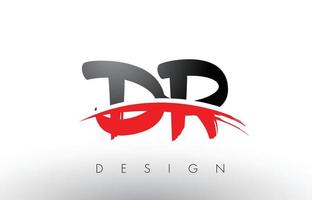 DR D R Brush Logo Letters with Red and Black Swoosh Brush Front vector