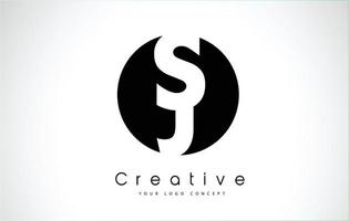 SJ Letter Logo Design inside a Black Circle vector