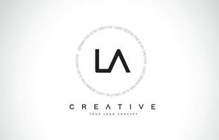 LA L A Logo Design with Black and White Creative Text Letter Vector. vector