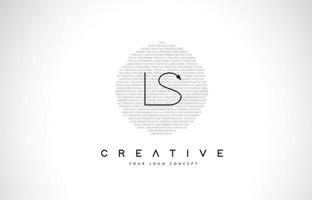Diseño de logotipo ls ls con vector de letra de texto creativo en blanco y negro.
