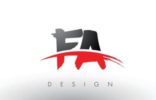 FA F A Brush Logo Letters with Red and Black Swoosh Brush Front vector