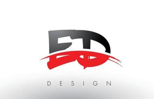 ED E D Brush Logo Letters with Red and Black Swoosh Brush Front vector