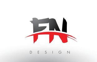 FN F N Brush Logo Letters with Red and Black Swoosh Brush Front vector