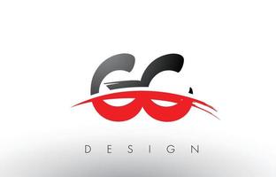 GC G C Brush Logo Letters with Red and Black Swoosh Brush Front vector