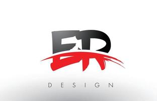 ER E R Brush Logo Letters with Red and Black Swoosh Brush Front vector