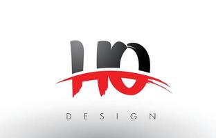 HO H O Brush Logo Letters with Red and Black Swoosh Brush Front vector