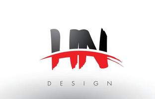 HN H N Brush Logo Letters with Red and Black Swoosh Brush Front vector