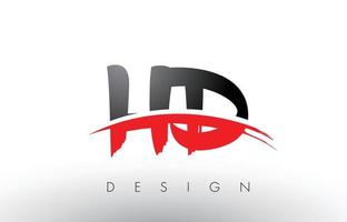 HD H D Brush Logo Letters with Red and Black Swoosh Brush Front vector
