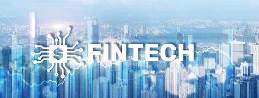 Financial technology concept. Fintech on modern citybackground photo