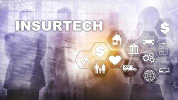 Insurance technology Insurtech concept. Inscription on a virtual screen photo