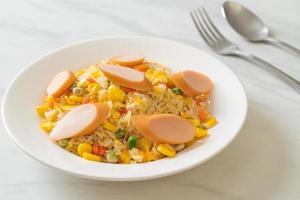 fried rice with sausage and mixed vegetable photo